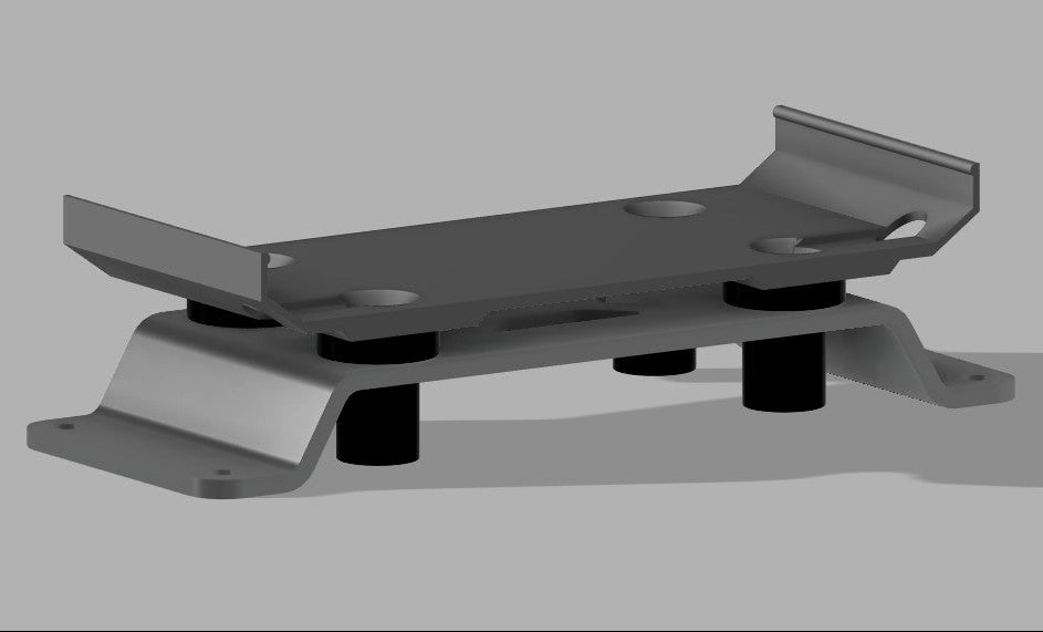Metal ecu bracket on a gray background